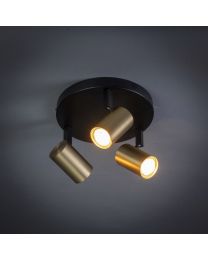 Spot Rund Schwarz Messing 3 Lichter