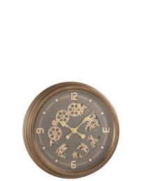 Uhr Mit Westlichen Ziffern, Sichtbares Uhrwerk, Metall + Glas, Antikgold-finish