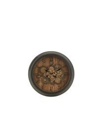 Uhr Rund Römische Ziffern Zahnrad Metall Schwarz Small