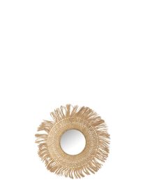 Mirror Round Banana Leaf Natural Small