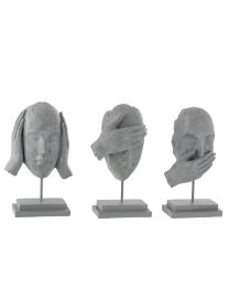 Figur Hören/sehen/schweigen Poly Grau 3 Sortiert