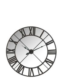 Uhr Spiegel Römische Zahlen Metall Schwarz