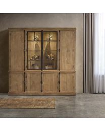 Elegante Rustikale Vitrine Mit Zwei Verglasten Metalltüren Und Zwei Holztüren.