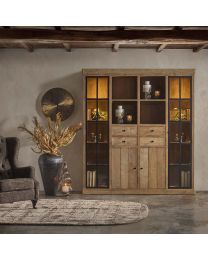 Einzigartiger Schrank Aus Teakholz Mit Zwei Glastüren.