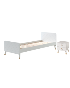 Billy Set Best. Aus: Einzelbett 90 X 200 Cm, Mit Lattenrost Und Nachtkonsole Mit 2 Schubladen, Ausführung Lackiert Satin Weiß
