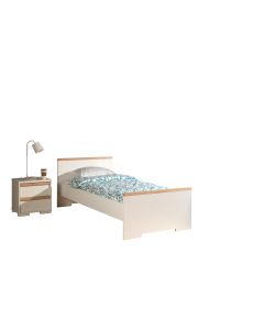London Jugendzimmer Set 2-tlg. Best. Aus: Einzelbett Lf 90 X 200 Cm Und Nachtkonsole Mit 2 Schubladen, Ausf. Dekor Weiß, Absatz Buche Natur Massiv