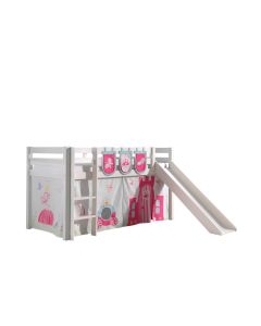 Spielbett Pino Inkl. Rutsche Mit Textilset Vorhang Und 3 Taschen "princes"