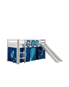 Spielbett Pino Inkl. Rutsche Mit Textilset Vorhang Und 3 Taschen "astro"
