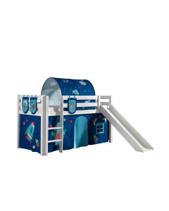 Spielbett Pino Inkl. Rutsche Mit Textilset Vorhang, Tunnel Und 3 Taschen "astro"